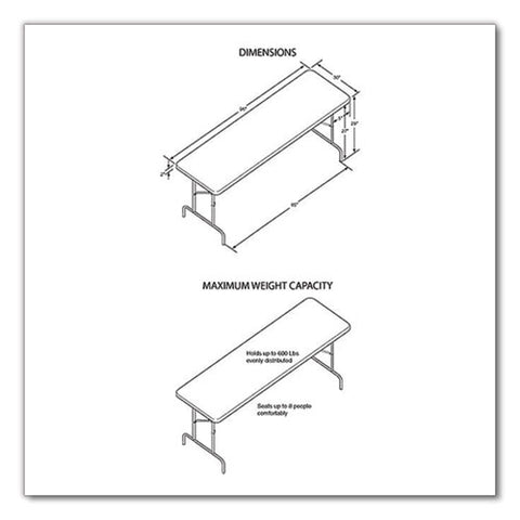 Indestructables Too 600 Series Folding Table, Rectangular, 96" X 30" X 29", Platinum