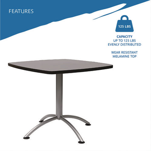 Cafeworks Cafe-height Table, Square, 36" X 36" X 30", Graphite Granite/silver