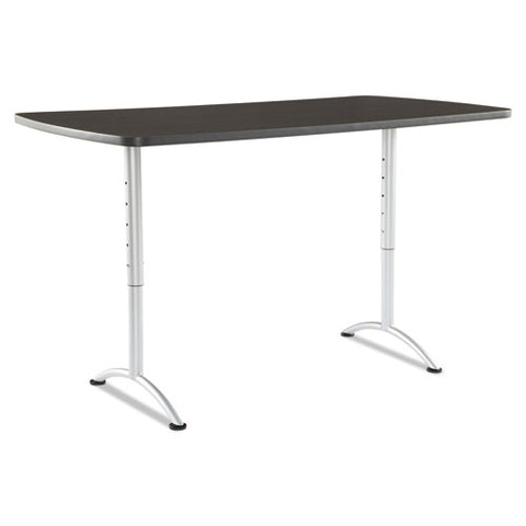 Arc Adjustable-height Table, Rectangular, 36" X 72" X 30 To 42", Gray Walnut Top, Silver Base