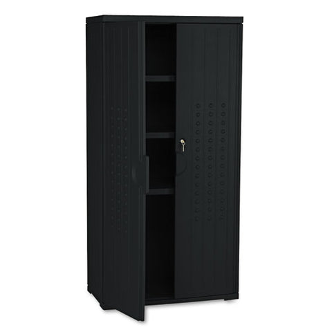 Rough N Ready Storage Cabinet, Three-shelf, 33w X 18d X 66h, Black