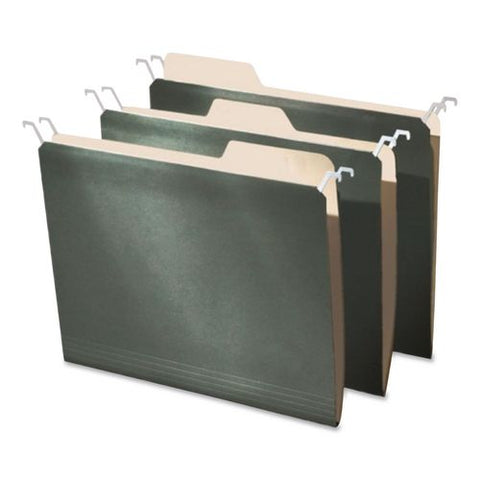 Hanging File Folders With Innovative Top Rail, Letter Size, 1/4-cut Tabs, Standard Green, 20/pack
