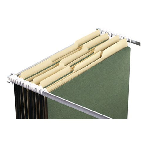 Hanging File Folders With Innovative Top Rail, Letter Size, 1/4-cut Tabs, Standard Green, 20/pack