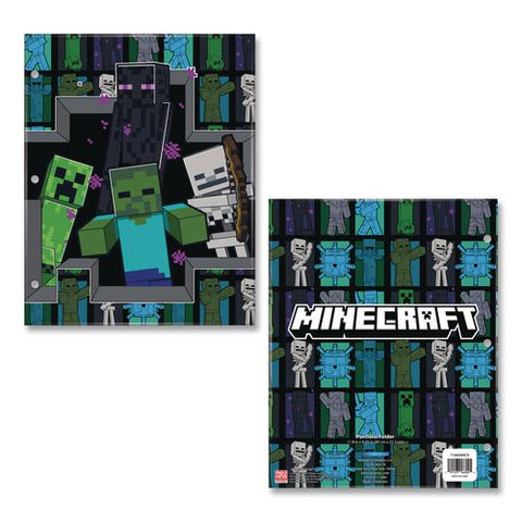 Licensed Two-pocket Folder, Minecraft, Side: 3-hole Punched, Accommodates (50) 11 X 8.5 Sheets, Multicolor