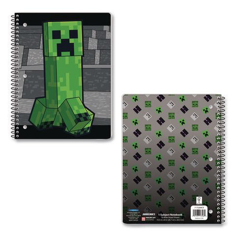 Licensed Spiral Notebook, Minecraft, 1-subject, Wide/legal Rule, Multicolor Cover, (70) 10.5 X 8 Sheets