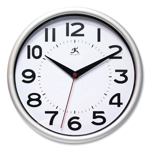 Metro Wall Clock, 9" Diameter, Silver Case, 1 Aa (sold Separately)