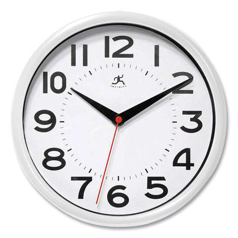 Metro Wall Clock, 9" Diameter, White Case, 1 Aa (sold Separately)