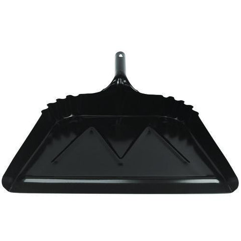 Heavy-duty Commercial Dust Pan, 16 X 15.5, 5.38" Handle, 20-gauge Steel, Black