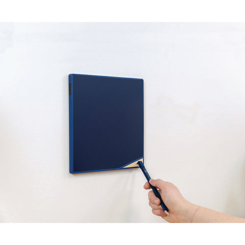 Versatiles Memo Board, 8.25" X 8.25", Black Surface, Blue Plastic Frame