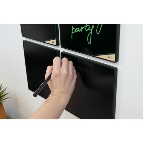 Versatiles Memo Board, 8.25" X 8.25", Black Surface, Black Plastic Frame