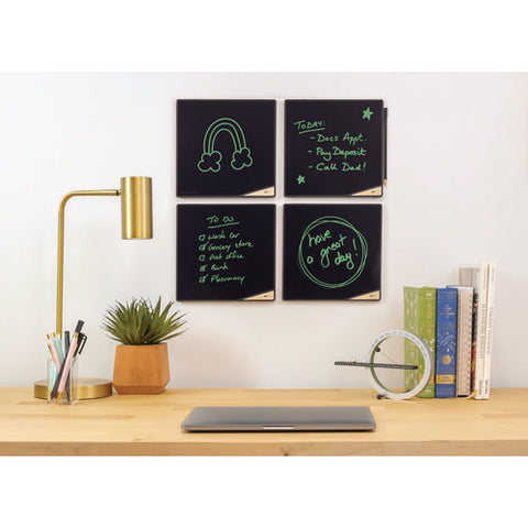 Versatiles Memo Board, 8.25" X 8.25", Black Surface, Black Plastic Frame