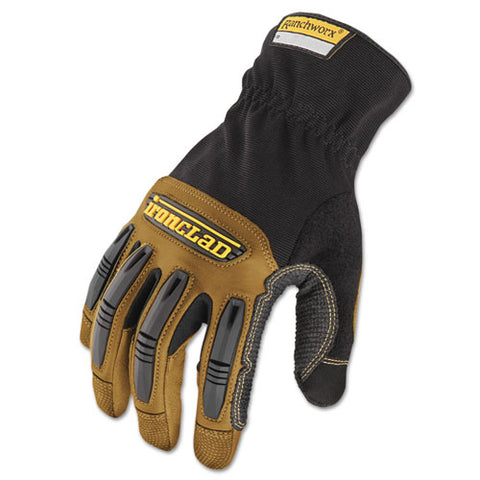 Ranchworx Leather Gloves, Black/tan, Medium