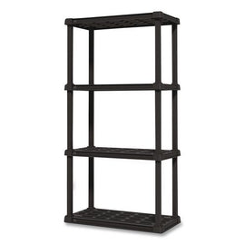 Plastic Shelving Unit, 4 Shelves, 23.9 X 11.8 X 48.3, Black