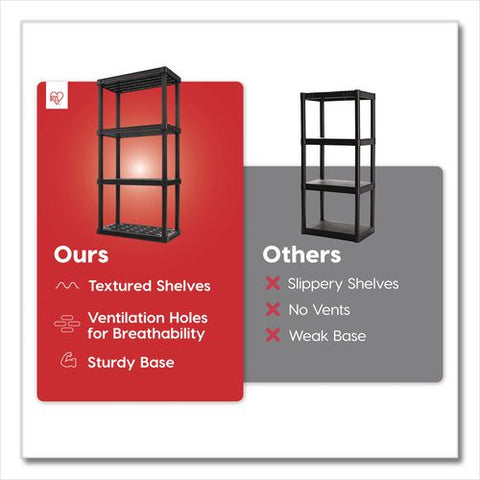 Plastic Shelving Unit, 4 Shelves, 23.9 X 11.8 X 48.3, Black