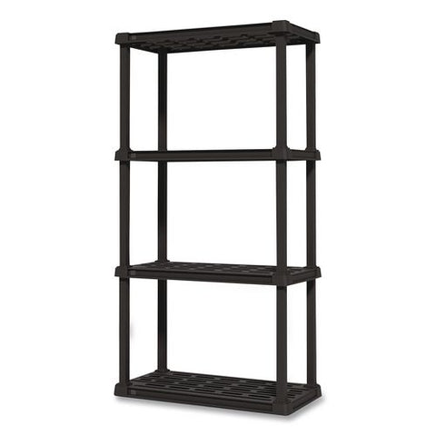 Plastic Shelving Unit, 4 Shelves, 23.9 X 11.8 X 48.3, Black