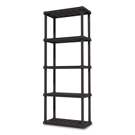 Plastic Shelving Unit, 5 Shelves, 63.9 X 11.8 X 23.9, Black