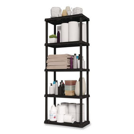 Plastic Shelving Unit, 5 Shelves, 63.9 X 11.8 X 23.9, Black