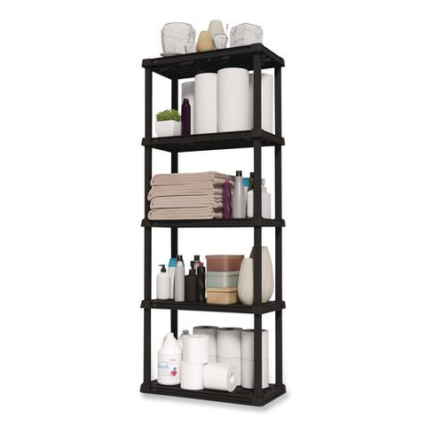 Plastic Shelving Unit, 5 Shelves, 63.9 X 11.8 X 23.9, Black