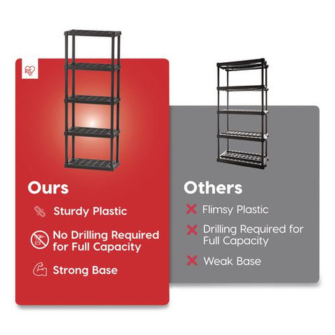 Plastic Shelving Unit, 5 Shelves, 63.9 X 11.8 X 23.9, Black