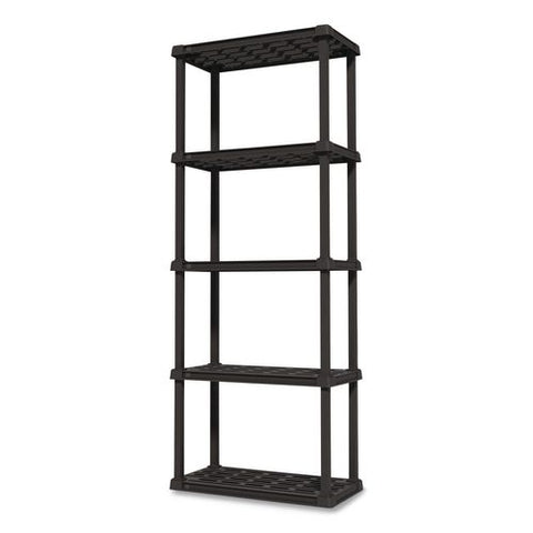Plastic Shelving Unit, 5 Shelves, 63.9 X 11.8 X 23.9, Black