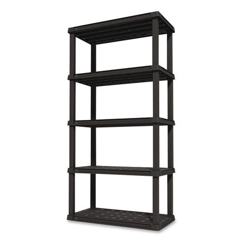 Plastic Shelving Unit, 5 Shelves, 35.9 X 17.9 X 73.4, Black