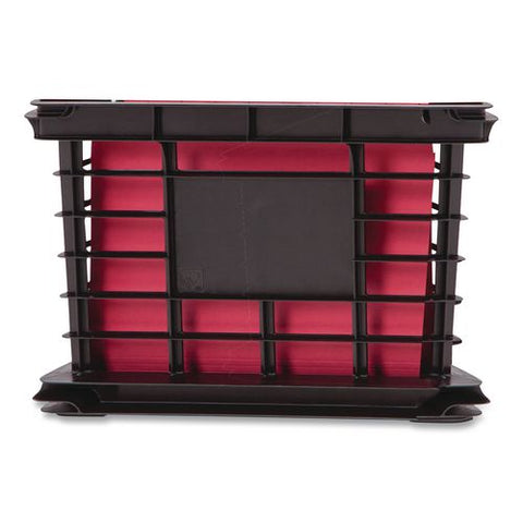 File Storage Durable Plastic Crate, 13.87 X 16.87 X 11.5, Black