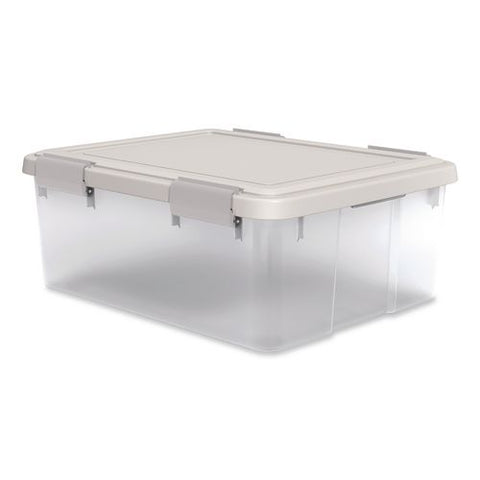 Weatherpro Latching Lid Storage Bin, 30.6 Qt, 15.75 X 19.68 X 7.75, Clear