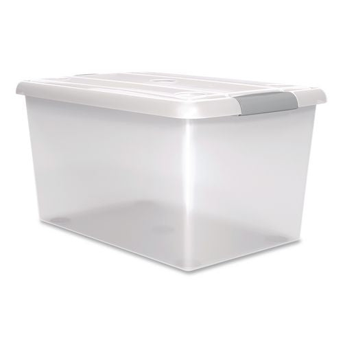 Store And Slide Latching Lid Storage Bin, 61 Qt, 15.55 X 23.42 X 12.99, Clear