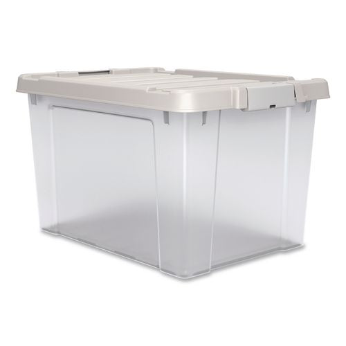 Latching Lid Storage Bin, 20 Qt, 11.62 X 18.12 X 10.37, Clear