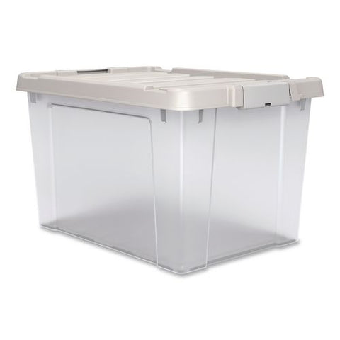 Latching Lid Storage Bin, 20 Qt, 11.62 X 18.12 X 10.37, Clear