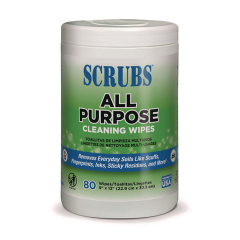 All Purpose Cleaning Wipes, 9 X 12, Citrus Scent, White, 80 Wipes/canister, 6 Canisters/carton