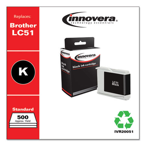 Remanufactured Black Ink, Replacement For Lc51bk, 500 Page-yield