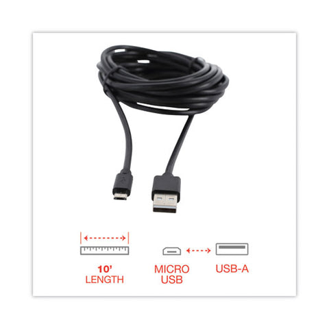 Usb To Micro Usb Cable, 10 Ft, Black