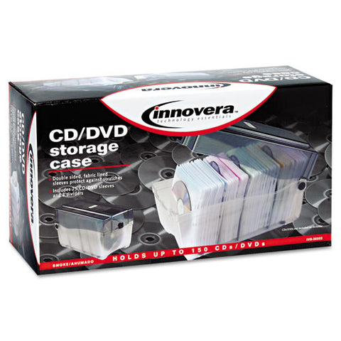 Cd/dvd Storage Case, Holds 150 Discs, Clear/smoke