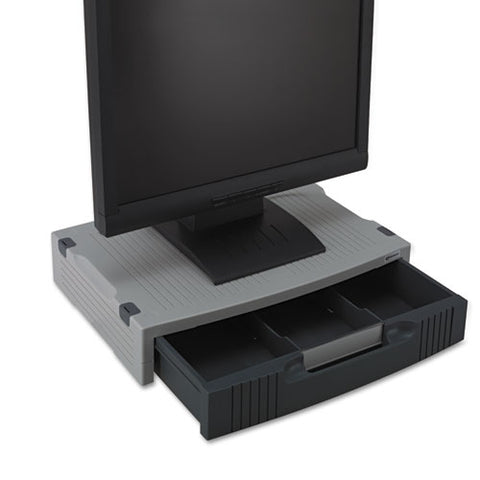 Basic Lcd Monitor/printer Stand, 15" X 11" X 3", Charcoal Gray/light Gray