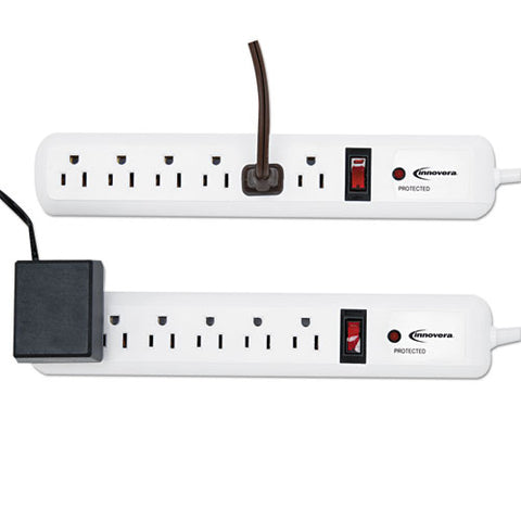 Surge Protector, 6 Ac Outlets, 4 Ft Cord, 540 J, White, 2/pack