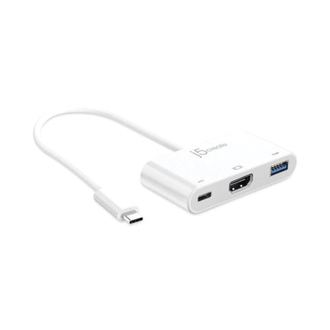 Usb-c To Hdmi/usb Adapter, 7.87", White