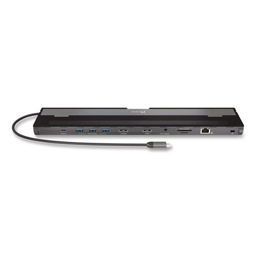 Dual-display Docking Station, 2 Hdmi/usb-a/usb-c/rj45/sd/microsd/3.5 Mm Audio, Black