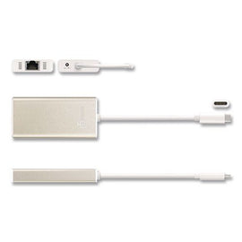 Usb-c To Ethernet Adapter, Rj45/usb-a/usb-c, 5.71", Gold/white