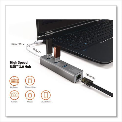Usb-a/ethernet 3-port Hub, Space Gray