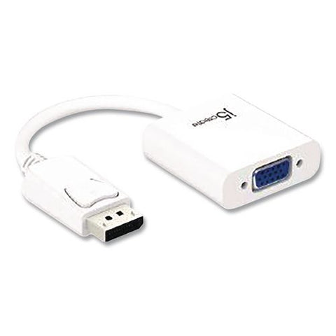 Displayport To Vga Video Adapter, Dvi/hdmi/vga, 3.54", White