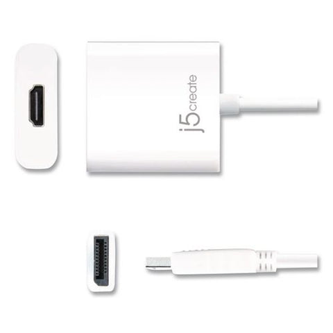 Displayport To Hdmi Adapter, 3.54", White