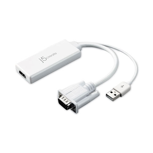 Vga To Hdmi Video Audio Adapter, White