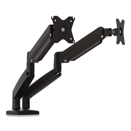 Adjustable Dual Monitor Arms For 32" Monitor, 360 Degree Rotation, -45/90 Degree Tilt, +/-90 Deg Pan, Black, Supports 17.6 Lb