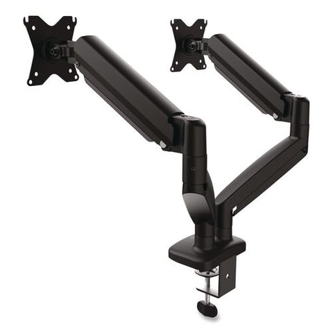 Adjustable Dual Monitor Arms For 32" Monitor, 360 Degree Rotation, -45/90 Degree Tilt, +/-90 Deg Pan, Black, Supports 17.6 Lb