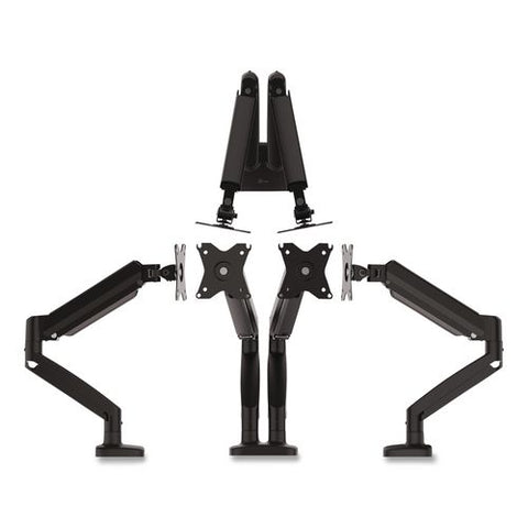 Adjustable Dual Monitor Arms For 32" Monitor, 360 Degree Rotation, -45/90 Degree Tilt, +/-90 Deg Pan, Black, Supports 17.6 Lb