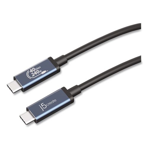 Usb-c To Usb-c Cable, 2.6 Ft, Black/space Gray