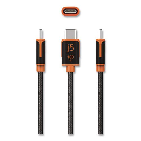 Usb-c To Usb-c Charging Cable, 5.9 Ft, Black/orange