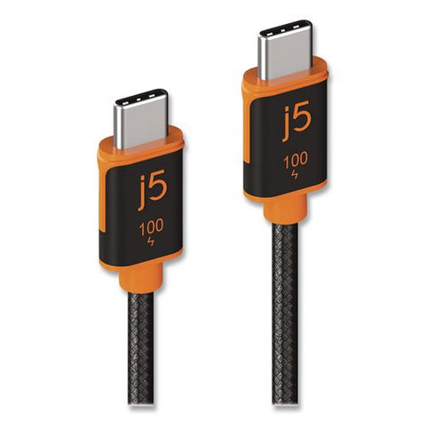 Usb-c To Usb-c Charging Cable, 5.9 Ft, Black/orange
