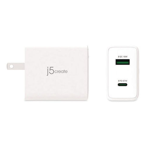 67 W Gan Usb-c/usb-a Two-port Charger, White