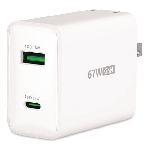 67 W Gan Usb-c/usb-a Two-port Charger, White